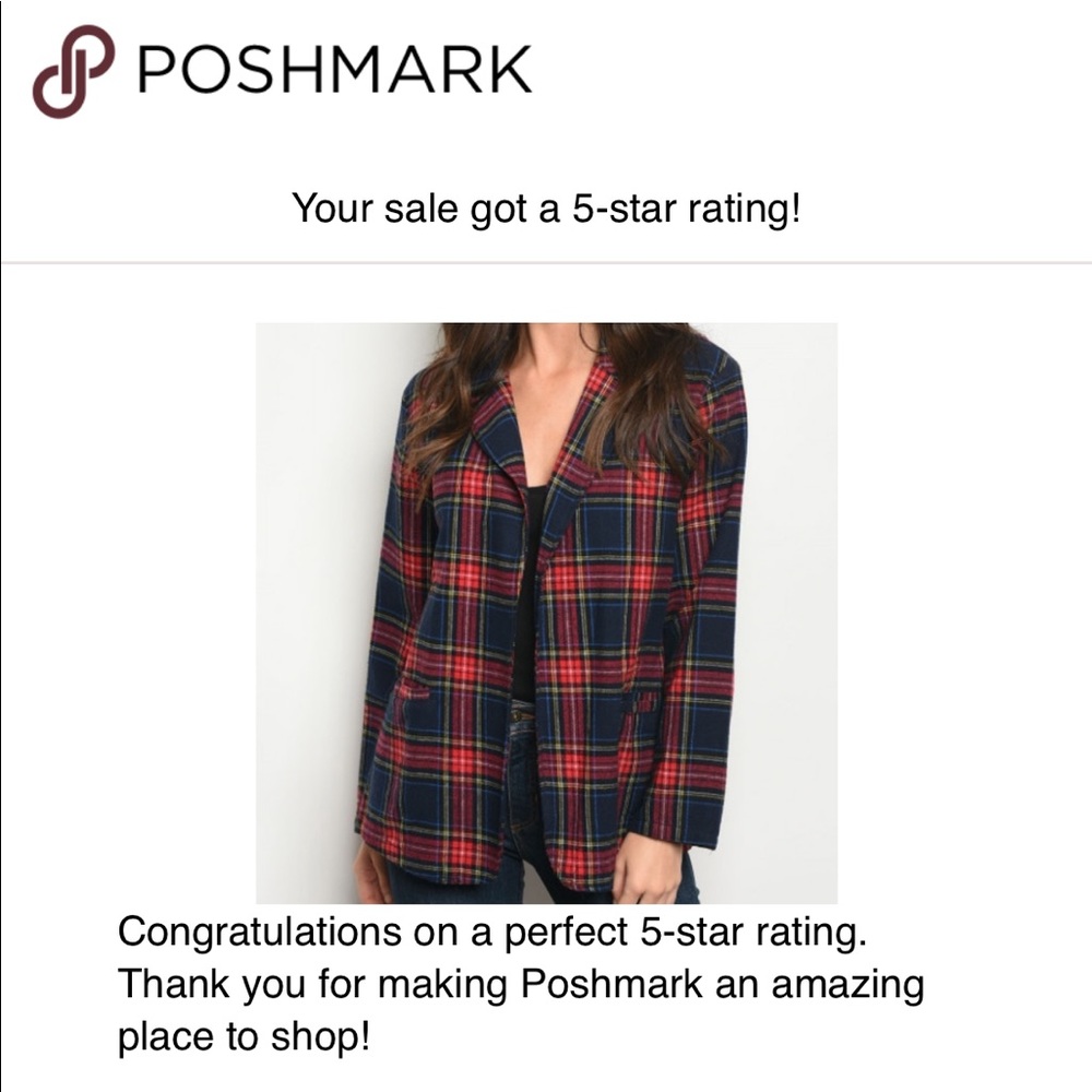 Last size S! FLANNEL NAVY RED CHECKERED BLAZER - Picture 8 of 8